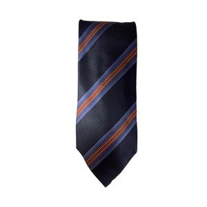 CLASSIC XMI Navy and Orange Striped Tie 60” x 4”